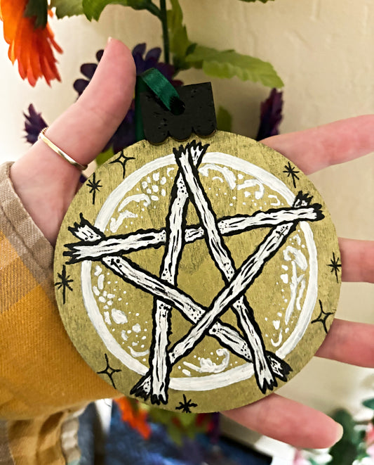 Hand Painted Pentacle Ornament