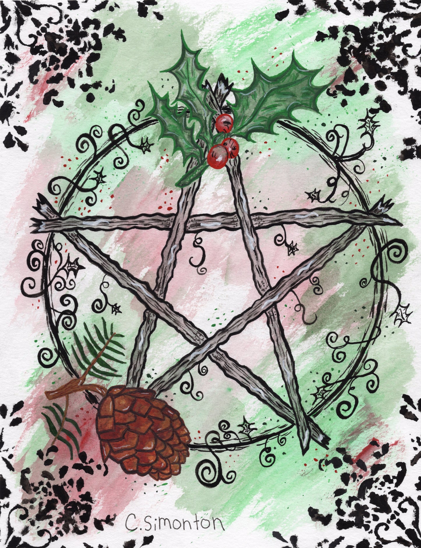 Yule Pentacle Art Print