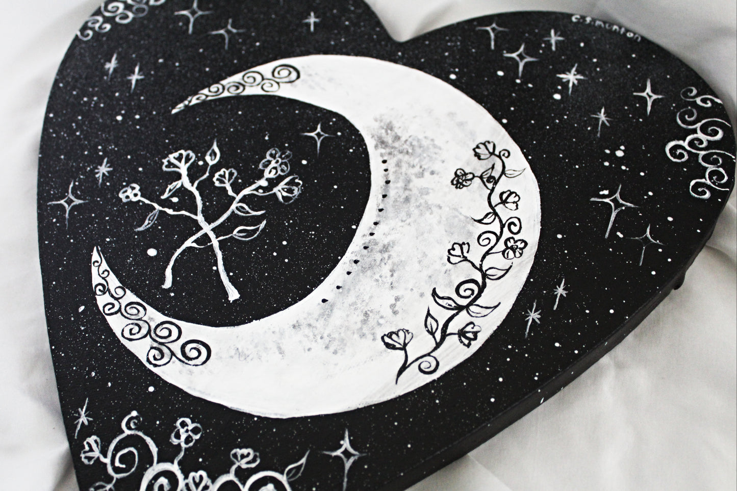 Heart Crescent Moon Painting