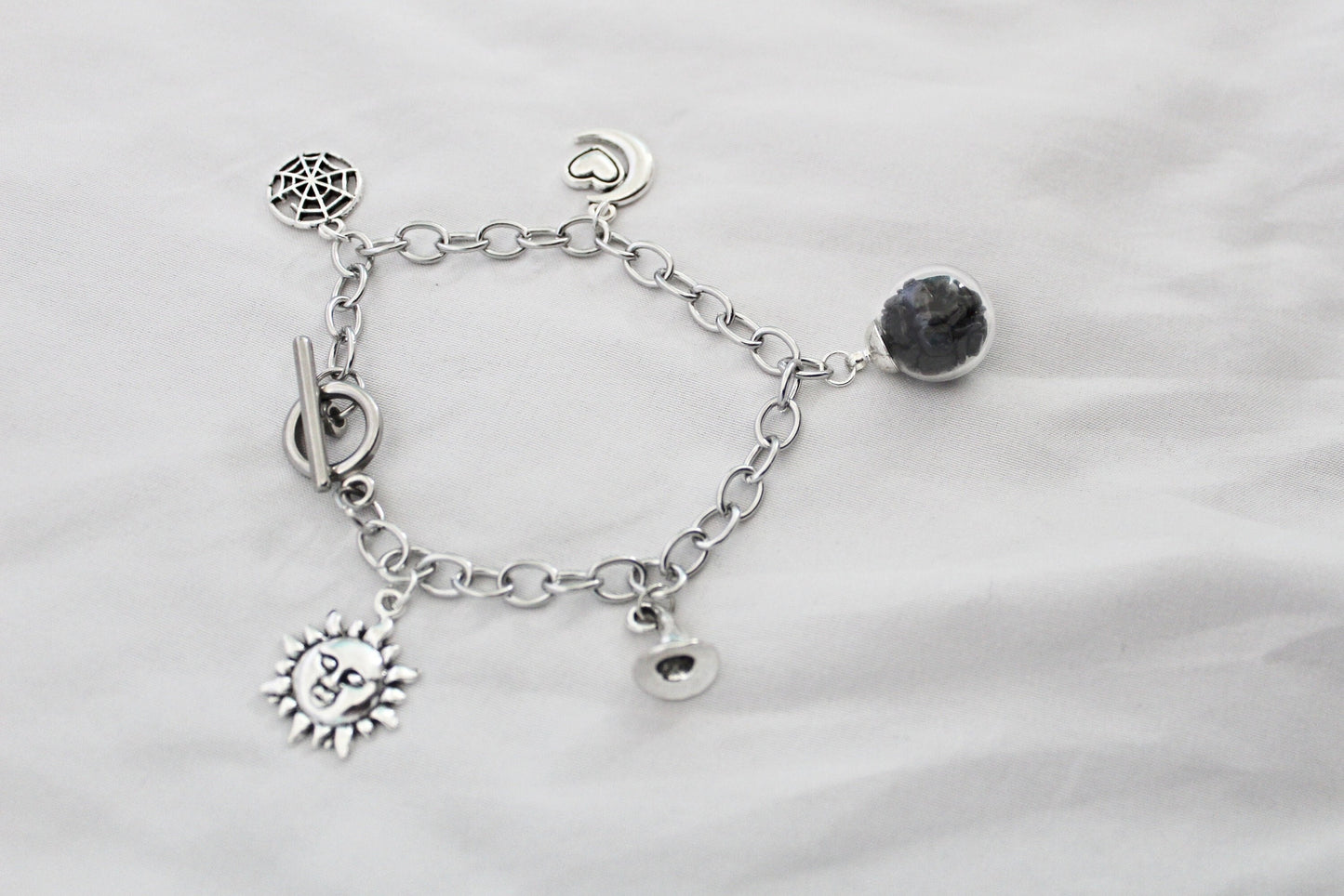Witch Charm Bracelet Featuring Black Tourmaline - Wildflower Moon Magic